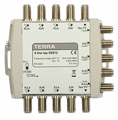 TV/SAT Tap: Terra SS-915 (9-in, 18-out, 15dB)