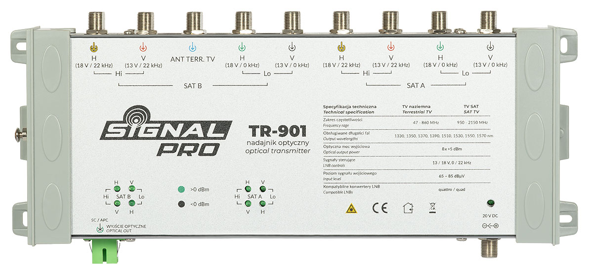 Nadajnik optyczny TR-901 (8x SAT IF+Terr) SIGNAL PRO