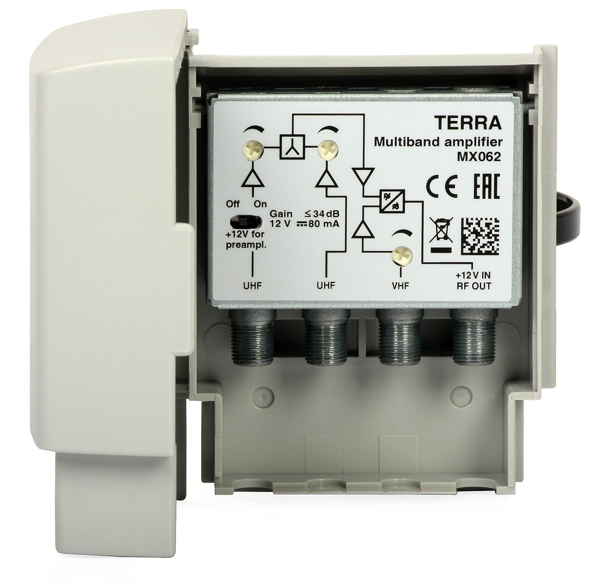 Outdoor Antenna Amplifier TERRA MX-062 (FM+VHF 2xUHF, 30/34 dB)